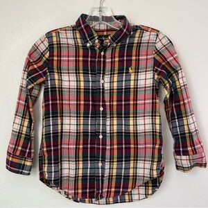 Ralph Lauren Boy's Button Down Plaid Long Sleeve Shirt Size 7 Preppy Easter